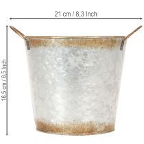 kohteita Koristeellinen ruukku kahvoilla, istutusämpäri, metalliastia, hopea, säänkestävää terästä, Ø17cm, korkeus 16,5cm