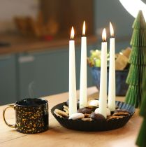 kohteita Design metallinen kynttilänjalka kakun muotoinen - musta, Ø 24 cm - tyylikäs pöytäkoristelu 4 kynttilällä - 2 kpl