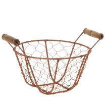 kohteita Lankakori, metallikori kahvalla, puu, ruoste, koristeellinen, Ø18cm