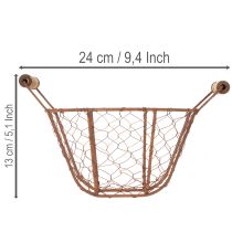 kohteita Lankakori, metallikori kahvalla, puu, ruoste, koristeellinen, Ø18cm