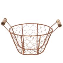 kohteita Lankakori, metallikori kahvalla, puu, ruoste, koristeellinen, Ø18cm