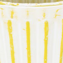 kohteita Istutusämpäri, istutuslaatikko kahvoilla, metallikoristeet pinkki/vihreä/keltainen shabby chic Ø16,5 cm korkeus 15 cm 3-osainen setti