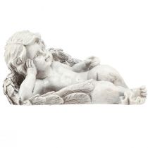 kohteita Enkeli makaa koristeellinen hahmohautakoriste harmaa polyresin 22cm