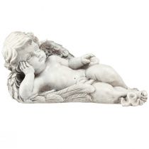 kohteita Enkeli hautakoriste polyresin harmaa valkoinen 31×16cm