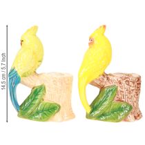 kohteita Eksoottinen kynttilänjalka keraamiset linnut käsinmaalattu K14.5cm 2 kpl