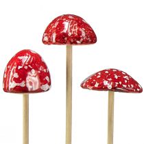 kohteita Myrkkysienet kepillä, punainen, 4cm, 6 kpl setti - koristeellisia puutarhasieniä syksyn koristeluun