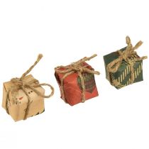 kohteita Paperiset lahjarasiat minisetti, punainen-vihreä-luonnollinen, 2,5x3 cm 18 kpl - Joulukoristeet