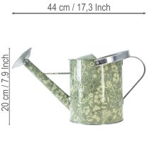 kohteita Metallinen kastelukannu, vintage-tyyli, vihreä ja hopea kukkakuviolla - koristeellinen istutusastia, Ø18cm