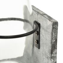 kohteita Lasimaljakko harmaassa puutelineessä, 9,5x8x20cm - Maalaismainen koristelu 4 pullolla