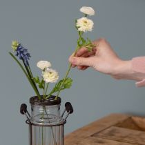 kohteita Lasipullo metallikorissa, ihanteellinen koristeeksi olohuoneeseen, 20 cm