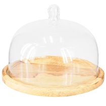 kohteita Lasikupu, jossa puinen lautaskoristejuustokupu Ø22cm K16,5cm