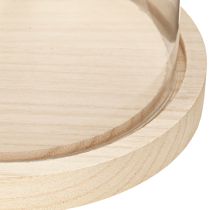 kohteita Lasikello puutarjottimella, lasipurkki, kirkas, luonnonmukainen, Ø17cm, K24cm