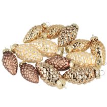 kohteita Ripustettavat lasikartiot, kartiot, lasia, ruskeaa, kultaa, 5,5 cm, 14 kpl