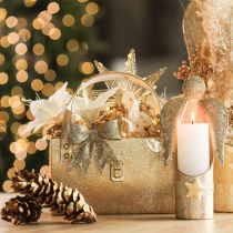 kohteita Kimaltava rusetti, koristeellinen rusetti, kulta, klipsillä, 11 cm, 4 kpl