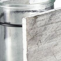 kohteita Lasista valmistettu kynttilänjalka maalaismainen puurunko - harmaa-valkoinen, 10x9x10cm - viehättävä pöytäkoristelu 3 kpl