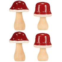 kohteita Puisia sieniä, kärpässieniä, koristeita, puuta, FSC, punaruskea, korkeus 6,5/7 cm, 4 kpl