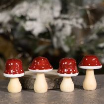 kohteita Puisia sieniä, kärpässieniä, koristeita, puuta, FSC, punaruskea, korkeus 6,5/7 cm, 4 kpl