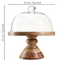 kohteita Puinen lautanen lasikuvulla, koristeellinen lasikello, Ø27cm K31cm