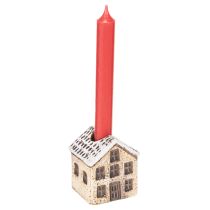 kohteita Keraaminen kynttilänjalka, koristeellinen talo lumella pöytäkoristeeseen, 7 cm, 2 kpl