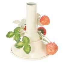 kohteita Metallinen kynttilänjalka mansikkakoristeella, kesäkerma, korkeus 13 cm