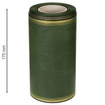 kohteita Elegantti moiré-seppelenauha, 175 mm, tummanvihreä helmiäisreunuksella ja taftikudoksella juhlatilaisuuksiin