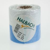 kohteita Moiré-sinivalkoinen kranssinauha, 100 mm koristeellinen taftinauha