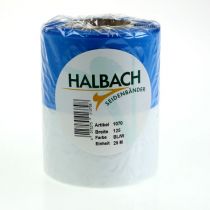 kohteita Moiré-sinivalkoinen seppelenauha 125 mm – Korkealaatuinen suru- ja koristenauha, kansallisnauha elegantilla ulkonäöllä, 25 m rulla