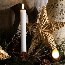 kohteita LED-kynttilät, valkoiset, kartiomaiset, vahaiset, lämmin valkoinen, 24,5 cm, 2 kpl