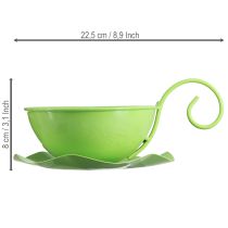 kohteita Metallinen koristekuppi, omenanvihreä, lautasella, korkeus 8 cm, halkaisija 11,5 cm, 2 kpl