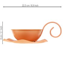 kohteita Metallinen koristekuppi, oranssi, Ø11,5cm, K6cm, lautasella, 2 kpl