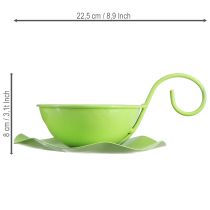 kohteita Metallinen koristekuppi lautasella, vaaleanvihreä, korkeus 8 cm, halkaisija 11,5 cm, 2 kpl