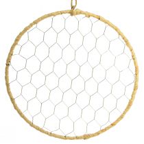 kohteita Metallinen koristerengas ripustamiseen Raffia Silver Natural Ø28cm 4 kpl