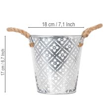 kohteita Metallinen istutusruukku, kukkaruukku kahvoilla, istutusruukku kukkakuviolla Ø18cm
