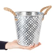 kohteita Metallinen istutusruukku, kukkaruukku kahvoilla, istutusruukku kukkakuviolla Ø18cm
