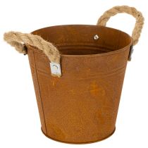 kohteita Metallinen ruukku kahvoilla, yrttiruukku, ruostekoristelu Ø16,5cm K15cm
