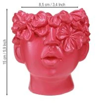 kohteita Plant Head Polyresin Bust Planter Pinkki 13,5×13×14cm