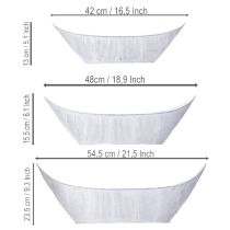 kohteita Kukkaruukku, veneenmuotoinen, metalli, valkoinen/hopea, 54,5/48/42 cm, 3 kpl:n setti