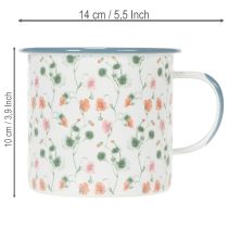 kohteita Emaloitu kukkaruukku, koristeellinen kuppi kukka-aiheilla, Ø11cm
