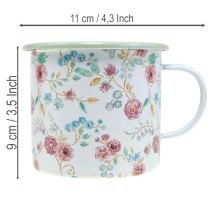 kohteita Istutuskuppi ruusut emali koristekuppi kahvalla valkoinen Ø9.5cm