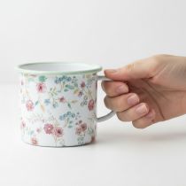 kohteita Istutuskuppi ruusut emali koristekuppi kahvalla valkoinen Ø9.5cm