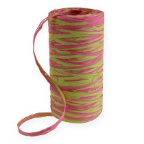 Raffia-nauha kaksivärinen omena vihreä-vaaleanpunainen 200m