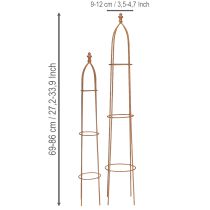 kohteita Metallinen säleikkö ruosteenvärinen obeliski 69/86cm, 2 kpl:n setti