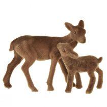 kohteita Hirven koristefiguurit Joulunruskea parvipeura fawn kanssa setissä H9/5,5cm 4 kpl