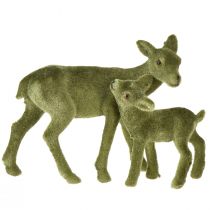 kohteita Hirven koristefiguurit Jouluvihreä parvipeura fawn kanssa setissä H9/5,5cm 4 kpl