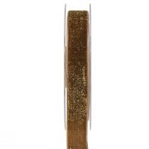 kohteita Velvet Ribbon Glitter Brown Gold - Glamorous Christmas Ribbon 20mm 10m