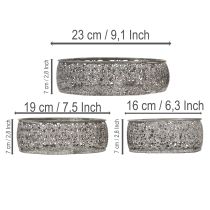 kohteita Koristeellinen metallikulho, harmaa ja valkoinen kuvio, Ø16/19,5/23,5 cm, 3 kpl:n setti