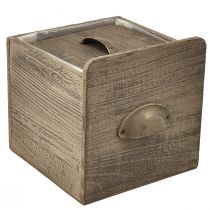 kohteita Puinen laatikkosarja kahvalla, ruskea pyyhitty - maalaismainen säilytystila, erikokoinen setti, 4 kpl