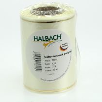 kohteita Kermanvärinen kranssinauha kultareunalla, supersatiinia, 125 mm leveä, 25 m pitkä - Vedenkestävä, ihanteellinen tietokoneella tulostukseen ja ympäristöystävällinen