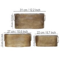 kohteita Metalliset kukkaruukut ja -astiat, vintage retro tyyli, P 22,5cm/27cm/31cm