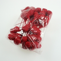 kohteita Sisal sydän 5cm punainen tikussa 24 kpl